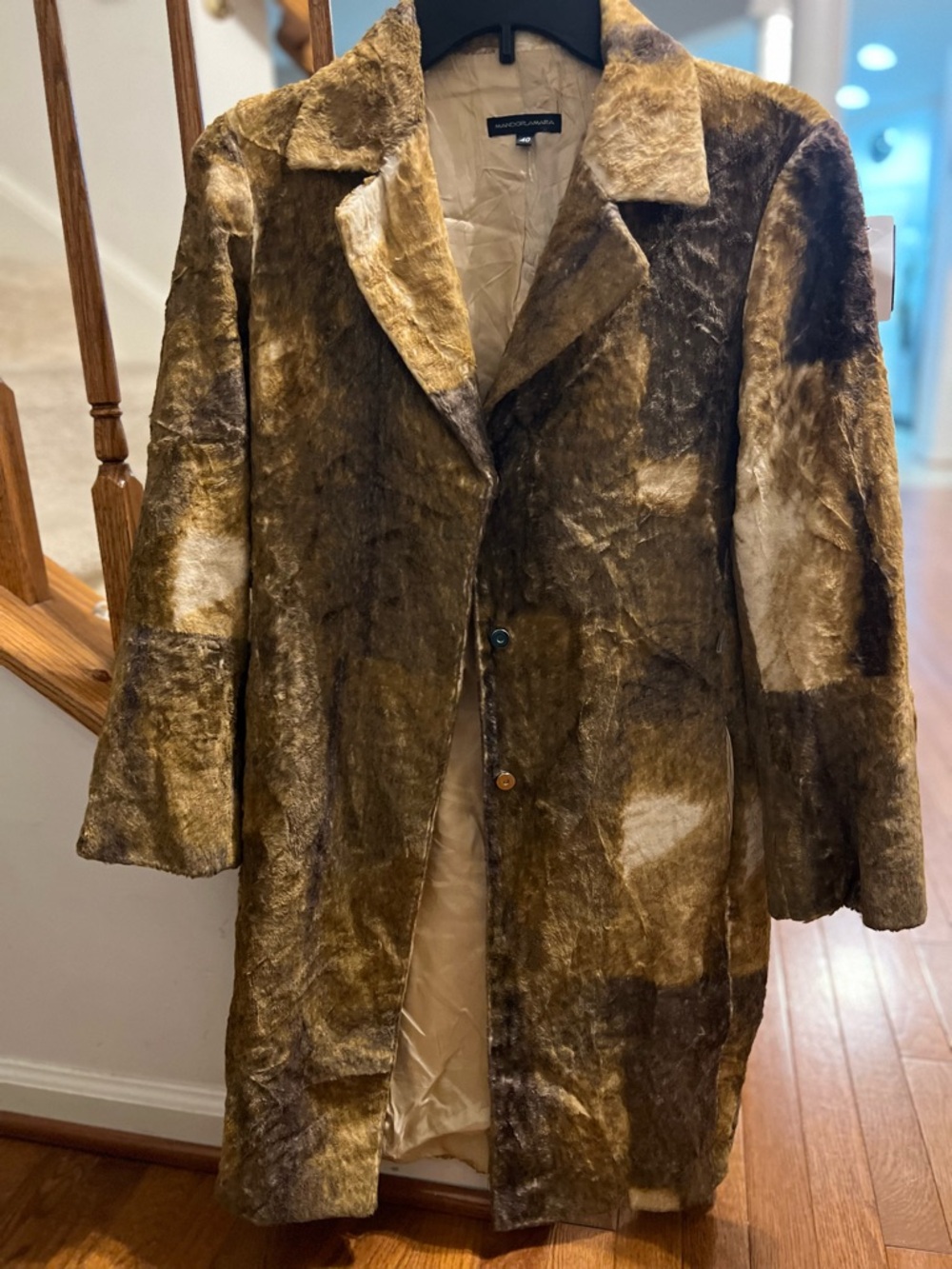 Patchwork Brown Faux Fur Trench Coat by